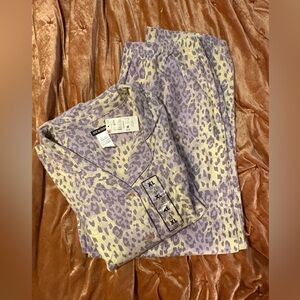 Joe Boxer Kmart 100% Cotton Flannel Pajamas Animal Print Lavender Yellow Pastel